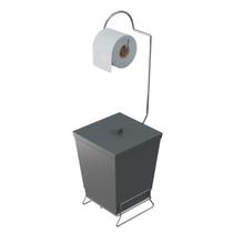 Lixeira com suporte para papel stolf com tampa 6,5l cinza