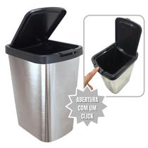 Lixeira com tampa 9 litros click label de plástico pintura modelo inox Lixeira com tampa 9 litros click label de plástico pintura modelo inox