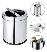 Lixeira Com Tampa Basculante Aço Inox 3 Litros Cesto Lixo