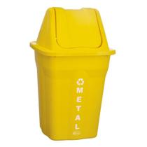 Lixeira Com Tampa Basculante Metal Resistente 60 Litros
