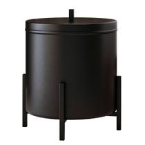 Lixeira Com Tampa Multiuso Aço Alumínio 06 Litros Kalli D01 Preto Fosco - Lyam Decor Lixeira Com Tampa Multiuso Aço Alumínio 06 Litros Kalli D01 Preto Fosco - Lyam Decor