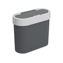 Lixeira Com Tampa Press Coza Flat 2,8 Litros Cinza Grafite e Cinza Frio
