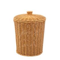 Lixeira com tampa redonda 15l textura rattan oikos
