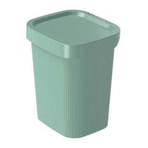 Lixeira com tampa verde 4,6 litros pequena frisos plástico banheiro e cozinha cesto lixo plasútil