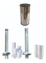 Lixeira Copos + Dispensador Copos Para Água E Café Kit 3 Pçs