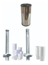 Lixeira Copos + Dispensador Copos Para Água E Café Kit 3 Pçs