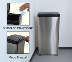 Lixeira cozinha automática sensor aço inox 50 litros premium - STILLUS HOME
