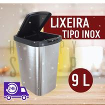 Lixeira Cozinha Banheiro 09 Litros Tampa Click Label Inox Recipiente Plástico Cesto Lixo Multiuso Acessório Casa Lixeira Cozinha Banheiro 09 Litros Tampa Click Label Inox Recipiente Plástico Cesto Lixo Multiuso Acessório Casa