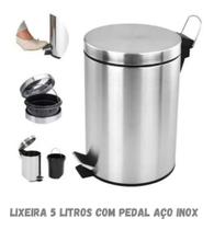 Lixeira Cozinha Banheiro Inox 5 Litros Pedal Emborrachado