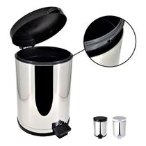Lixeira Cozinha Inox 12 Litros Pedal Cesto Plástico Interno