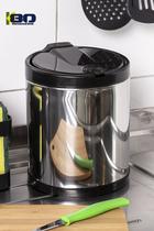 Lixeira Cozinha Inox Pia Tampa Clicar Preto 2.5L Recipiente Plástico Interno - Viel