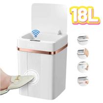 Lixeira De 18l, Inteligente Com Sensor Detalhe Rose