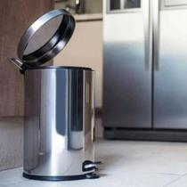 Lixeira De Aço Inox Redonda 5 Litros Casa Banheiro Lixo Prata