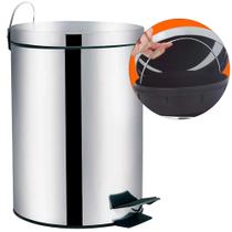 Lixeira De Aço Inox Redonda Cesto Balde 20 Litros Banheiro Casa Lixo Escritorio Lixeira De Aço Inox Redonda Cesto Balde 20 Litros Banheiro Casa Lixo Escritorio