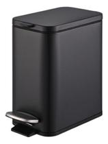 Lixeira De Banheiro Brinox Preta Fosca 5 Litros Aco Inox