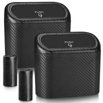 Lixeira de carro Acmor Mini Vehicle Trash Bin, pacote com 2 unidades de fibra de carbono Lixeira de carro Acmor Mini Vehicle Trash Bin, pacote com 2 unidades de fibra de carbono
