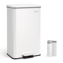 Lixeira de Cozinha SONGMICS 40L com Tampa de Aço Inoxidável Branca
