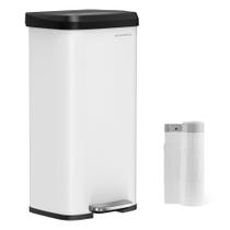 Lixeira de cozinha SONGMICS 68L em aço inoxidável branco/preto