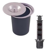 Lixeira De Embutir 5 Lts + Torre De Tomada inox Escovado Kzi Lixeira De Embutir 5 Lts + Torre De Tomada inox Escovado Kzi