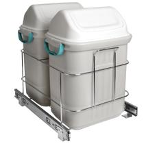 Lixeira De Embutir Deslizante Dupla 19L Para Cozinha 7079 CR Lixeira De Embutir Deslizante Dupla 19L Para Cozinha 7079 CR