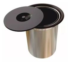 Lixeira de embutir inox 5 litros tampa preta para pias e churrasqueiras - ONIXLIMP