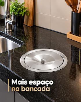 Lixeira de Embutir Pia Cozinha 5L Inox 304 Alumínio Luxo - Inovar Metais
