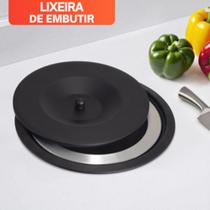 Lixeira de Embutir Pia Cozinha Granito Inox 5 litros Inox Tampa Preta. - Onix Limp