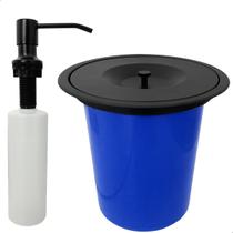 Lixeira De Embutir Preto Fosco 5 Litros E Dispenser Dosador Detergente 350ml Kit Cozinha Inox Cesto de Lixo e Porta Detergente Pia Granito Marmore Lixeira De Embutir Preto Fosco 5 Litros E Dispenser Dosador Detergente 350ml Kit Cozinha Inox Cesto de Lixo e Porta Detergente Pia Granito Marmore