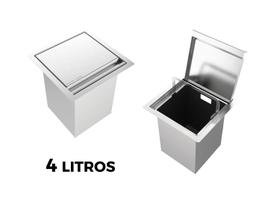Lixeira de Embutir Quadrada Aço Inox para Bancada 3,9 Litros Com Tampa Articulada Lixeira de Embutir Quadrada Aço Inox para Bancada 3,9 Litros Com Tampa Articulada