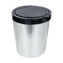 Lixeira De Escritorio 10 L Aço Inox Grande Tampa Preta