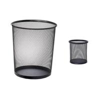 Lixeira de Escritorio, Cesto de Lixo 12 litros e Porta Caneta Aramado Redondo Preto 9x10 Gv Office