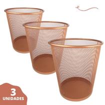 Lixeira de escritorio rose gold 10l kit com 3 un Lixeira de escritorio rose gold 10l kit com 3 un