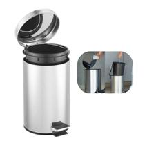 Lixeira de Inox 12 Litros com Pedal Antiderrapante Premium Grande Escritório, Cozinha