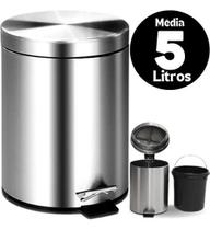 Lixeira de Inox 5 Litros com Pedal Automático e Balde Interno Alça kehome 35015 Lixeira de Inox 5 Litros com Pedal Automático e Balde Interno Alça kehome 35015
