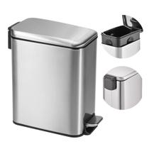 Lixeira de Inox 5 litros Linea Retangular com pedal e cesto removível