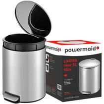 Lixeira de Inox 5L Slim Resistente, Compacta e Moderna para Ambientes Pequenos