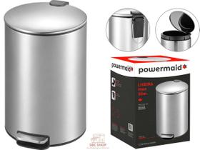Lixeira de Inox Escovado Slim 5 Litros Com Pedal Powermaid Balde Removivel Cozinha Banheiro Camesa