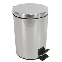 Lixeira de Inox Redonda 8L com Pedal e Cesto Removível