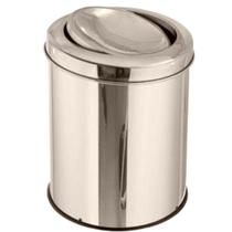 Lixeira De Inox Redonda Banheiro Cozinha Com Tampa Abertura Basculante Higiênico De 5 Litros Wincy