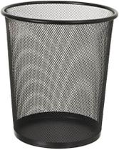 Lixeira de Metal Redonda de 8,5 Litros, Cor Preta, Linha Office