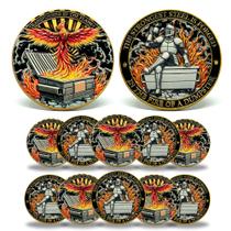 Lixeira de moedas Challenge Fire Phoenix & Knight Design Lixeira de moedas Challenge Fire Phoenix & Knight Design