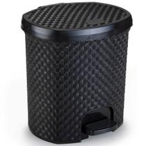 Lixeira De Pedal Em Polipropileno 6 Litros Preta Rattan