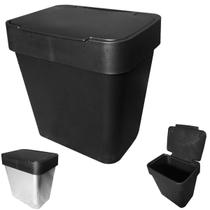 Lixeira de Pia Cesto de Lixo 2,5L Preta ou Metalica Plástica Click Cozinha Tampa MB