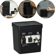 Lixeira de Pia Com Tampa Prática 5 Litros Cor Preta Fly