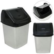lixeira de pia de plástico quadrada label prata com tampa basculante 3.6L - PLASNEW lixeira de pia de plástico quadrada label prata com tampa basculante 3.6L - PLASNEW