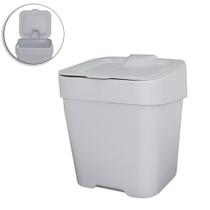 Lixeira de Pia de Plástico Retangular Slim com Tampa Cinza 2,5L