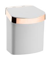Lixeira de pia para cozinha branca com rose gold 2,5 litro quadrada decorativa - Future