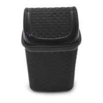 Lixeira De Pia Prática Preta Tampa Basculante Rattan 4,5 Lts