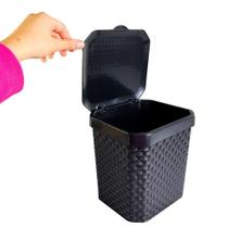 Lixeira De Pia Preto Compacta Cozinha Cesto Rattan 05 Litros