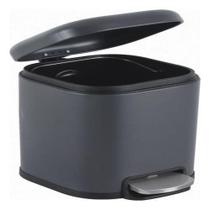 Lixeira De Piso 6 Litros Aço 30X21X21Cm Cinza - Banheiro